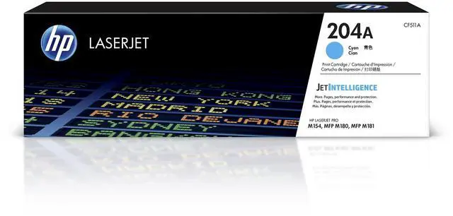 Main image of 204A Cyan Toner Cartridge | Works Color LaserJet Pro M154 Series, Color LaserJet Pro MFP M180, M181 Series | CF511A