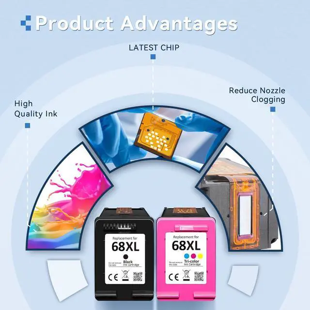 Alt view image 4 of 6 - 68e 68 68XL Ink Cartridges Black Color Combo Pack Compatible for HP 68 Ink Cartridges Black Color Combo Pack for HP Ink 68 Fit for Envy 6155e 6555e 6100e 6165e 6500e 6152e 6552e 6558e Printer (2 Pack)