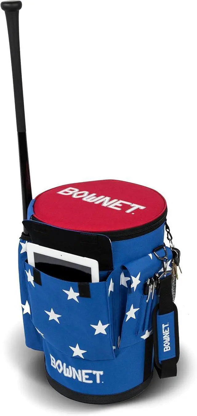 Alt view image 5 of 7 - Sports Backpack Bucket Bag with Shoulder Strap - Padded 6-Gallon Cover with Pockets for Baseball and Softball