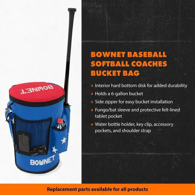 Alt view image 2 of 7 - Sports Backpack Bucket Bag with Shoulder Strap - Padded 6-Gallon Cover with Pockets for Baseball and Softball