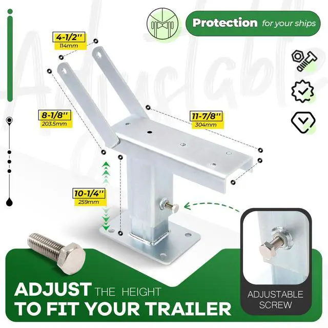 Alt view image 3 of 7 - Boat Trailer Winch Stand Post Height Adjustable Universal Boat Parts | for Speedboats, Motorboats, Rubber & Fishing Boats Steel Silvery Galvanized