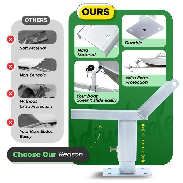 Alt view image 5 of 7 - Boat Trailer Winch Stand Post Height Adjustable Universal Boat Parts | for Speedboats, Motorboats, Rubber & Fishing Boats Steel Silvery Galvanized