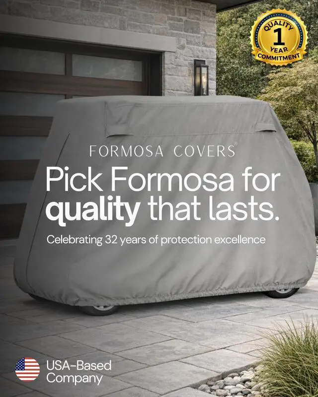 Alt view image 6 of 6 - Premium Golf Cart Cover for EZGo, Club Car, Evolution Golf Carts | Vents Zipper Reinforced Grommets Thick Material 4 Seater with 2 Seater Roof up to 58" L Grey