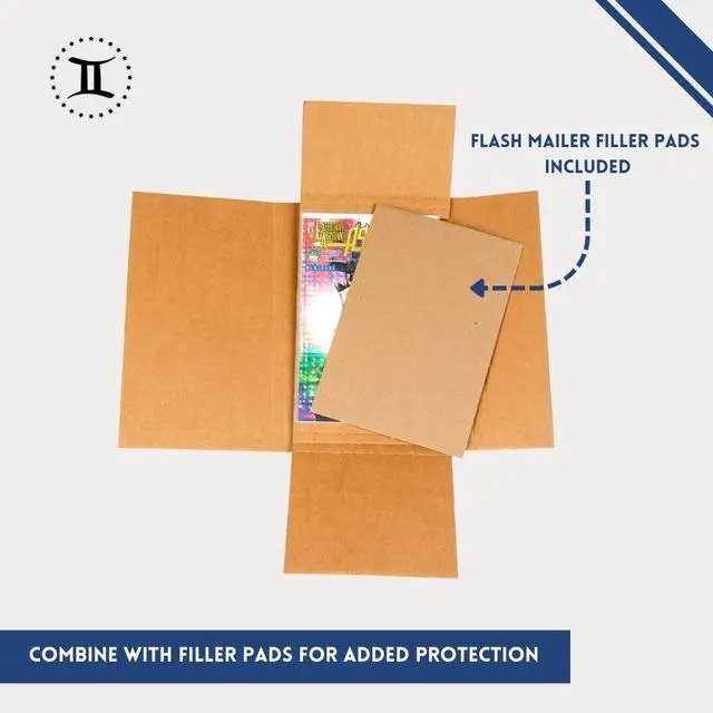 Alt view image 2 of 6 - Gemini Comic Book Mailers with Filler Pads | Pack of 25 mailers + 50 filler pads | Ultimate Protection for Shipping Comics | Stay Flat, Crush Proof, and Do Not Bend | Original Gemini Mailers