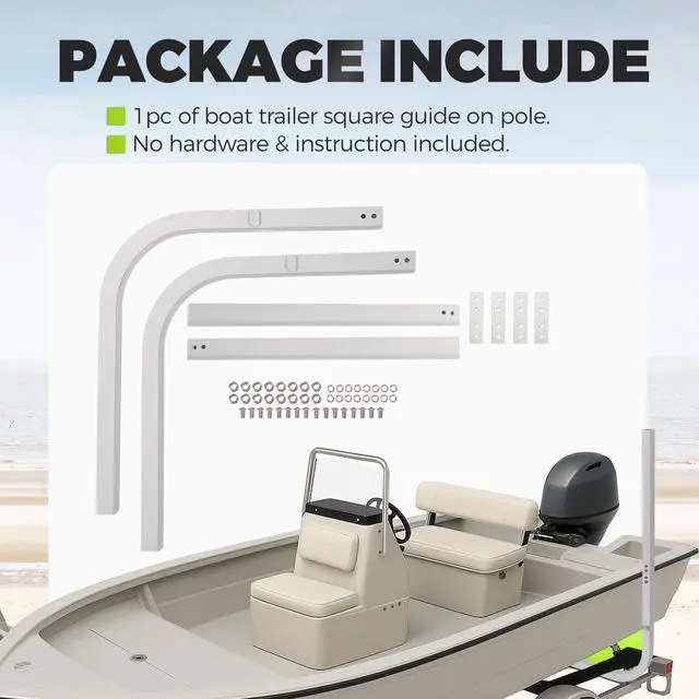Alt view image 3 of 7 - 46" Boat Trailer Square Guide On Poles Aluminum Rustproof 1 1/2" Tubing Square for Ski Boats, Fishing Boats, Sailboat Trailers