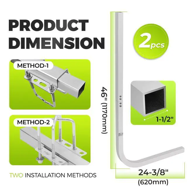 Alt view image 5 of 7 - 46" Boat Trailer Square Guide On Poles Aluminum Rustproof 1 1/2" Tubing Square for Ski Boats, Fishing Boats, Sailboat Trailers