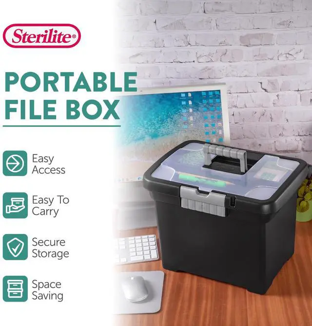 Alt view image 2 of 7 - Portable Lockable File Box Organizer with Handle and Clear Lid (12 Pack)