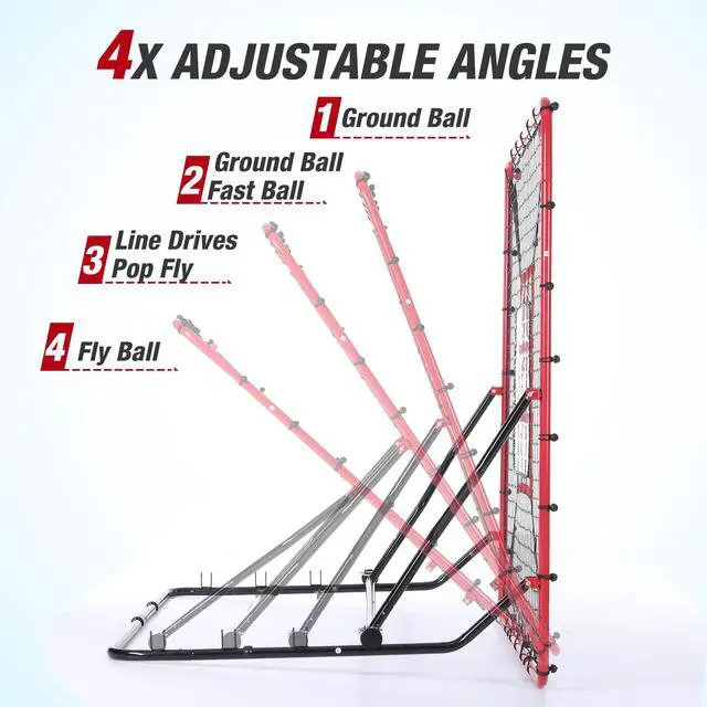Alt view image 2 of 7 - Baseball Rebounder Net, 4 x 4.5 FT Pitch back with 4 Adjustable Angles & 2 Strike Zones, Pitching & Fielding Trainer for Softball bounce back, Heavy-Duty Baseball Rebounder for Youth & Adult
