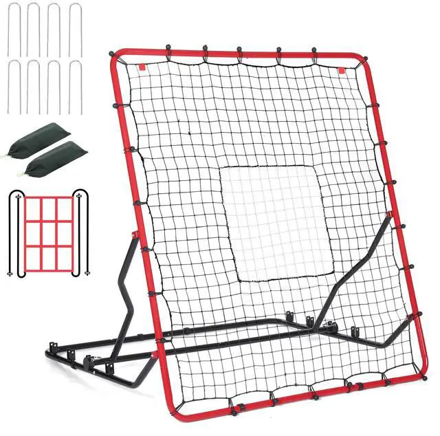 Main image of Baseball Rebounder Net, 4 x 4.5 FT Pitch back with 4 Adjustable Angles & 2 Strike Zones, Pitching & Fielding Trainer for Softball bounce back, Heavy-Duty Baseball Rebounder for Youth & Adult