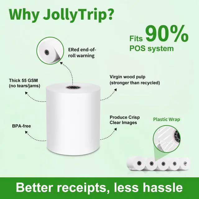 Alt view image 3 of 7 - (50 Pack)3 1/8 x 230 Thermal Paper Receipt Rolls, 55 GSM Premium Quality, BPA Free Thermal Receipt Paper 3 1/8 x 230 Rolls Compatible with Most POS Systems, Cash Registers