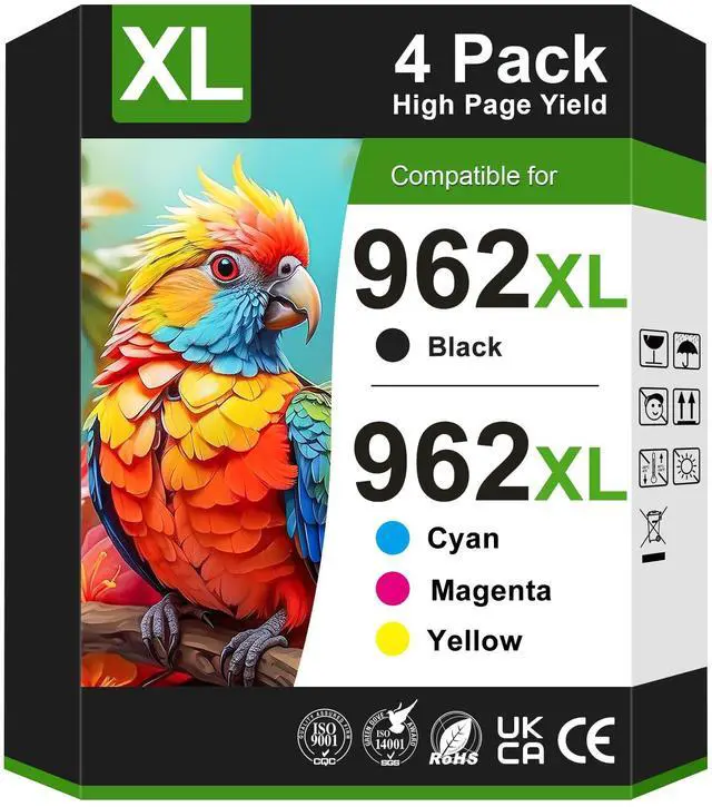Main image of 962XL Ink Cartridges Combo Pack Replacement for HP 962 Ink Cartridges HP962XL/962 (4 Pack) Work for HP Officejet Pro 9012e 9015e 9018e 9025e 9010 9012 9015 9018 9020 9025 Printer Ink