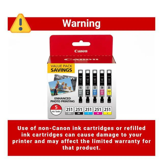 Alt view image 4 of 7 - CLI-251 Genuine 5 Color Value Pack, Compatible with MG7520, MG5620, and MG6620 Printers