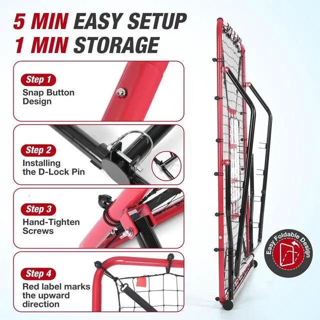 Alt view image 4 of 7 - Baseball Rebounder Net, 4 x 4.5 FT Pitch back with 4 Adjustable Angles & 2 Strike Zones, Pitching & Fielding Trainer for Softball bounce back, Heavy-Duty Baseball Rebounder for Youth & Adult