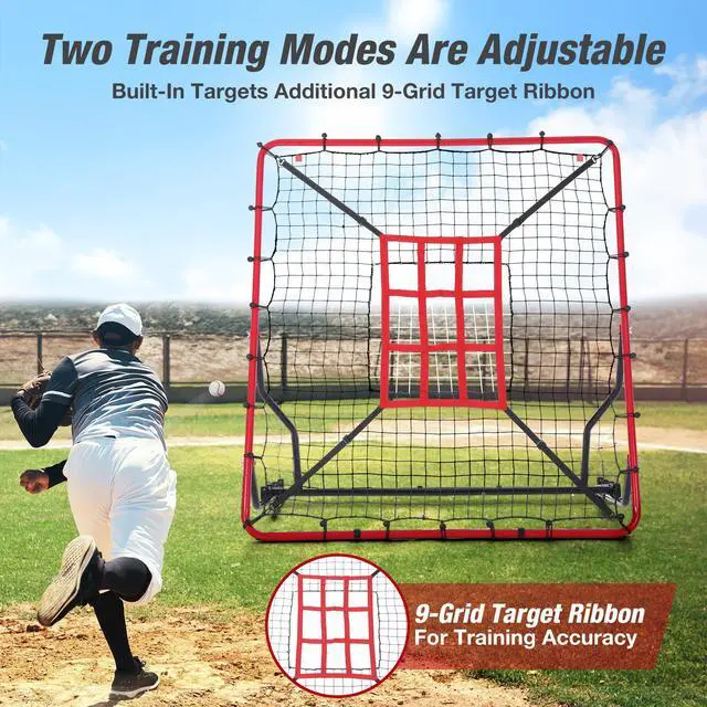Alt view image 5 of 7 - Baseball Rebounder Net, 4 x 4.5 FT Pitch back with 4 Adjustable Angles & 2 Strike Zones, Pitching & Fielding Trainer for Softball bounce back, Heavy-Duty Baseball Rebounder for Youth & Adult
