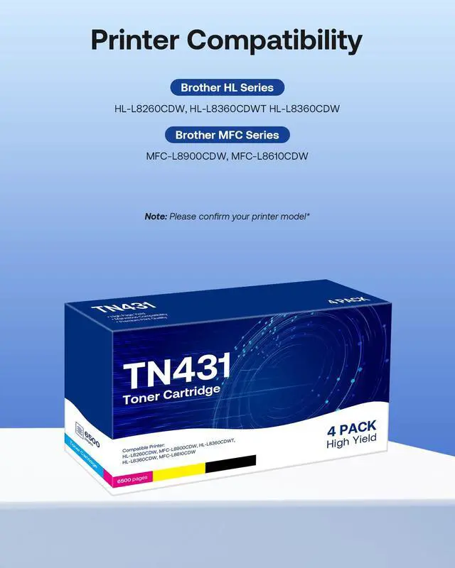 Alt view image 2 of 7 - TN431 Compatible Replacement for Brother TN-431 TN433 TN-433 TN436 TN-436 Toner Cartridges for Brother HL-L8260CDW HL-L8360CDW MFC-L8610CDW MFC-L8900CDW MFC-L8690CDW Printer 4 Pack