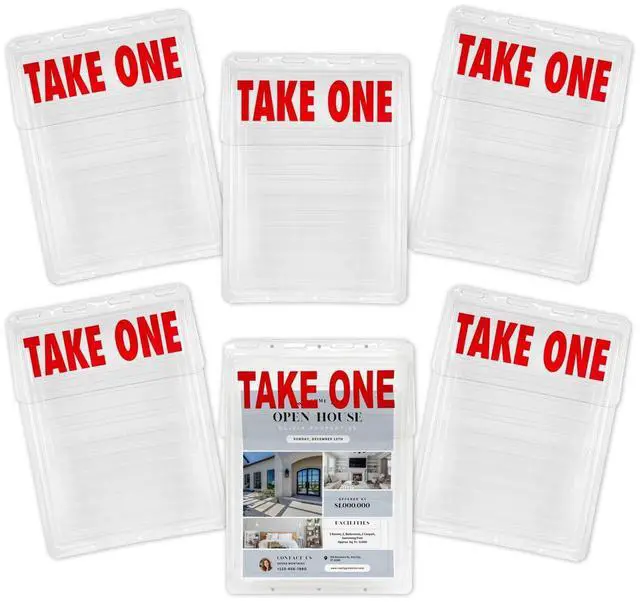 Main image of Calendars and More, Inc. Outdoor Real Estate Brochure Holder Clear PETE Plastic Take-One Box with Snap-Shut Lid Holds Up to 200 Flyers or Brochures (6)