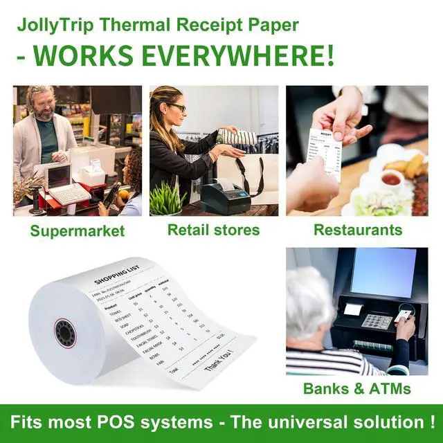 Alt view image 5 of 7 - (50 Pack)3 1/8 x 230 Thermal Paper Receipt Rolls, 55 GSM Premium Quality, BPA Free Thermal Receipt Paper 3 1/8 x 230 Rolls Compatible with Most POS Systems, Cash Registers