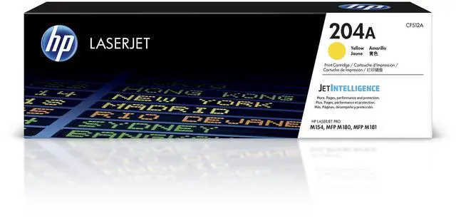 Main image of 204A Yellow Toner Cartridge | Works Color LaserJet Pro M154 Series, Color LaserJet Pro MFP M180, M181 Series | CF512A