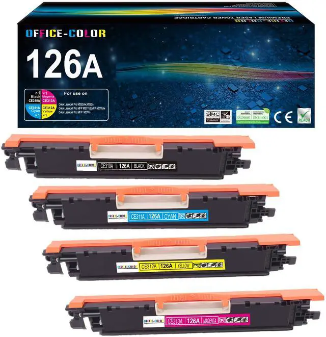 Main image of 126A Toner Cartridges Replacement for HP 126A Toner M175nw,CP1025nw,cp1025 | Works with HP Laserjet Pro 100 Color mfp M175nw,CP1025nw,cp1025,M275 printer Toner (Black,Cyan,Magenta,Yellow 4-Pack)