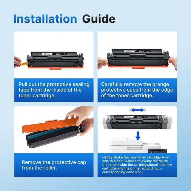 Alt view image 6 of 7 - 206A Toner Cartridge 4 Pack Replacement for HP 206A 206X M283fdw M283cdw | Compatible for HP Color LaserJet Pro MFP M283fdw M283cdw M255dw M282 M283 M255 | W2110A (Black, Cyan, Yellow, Magenta)