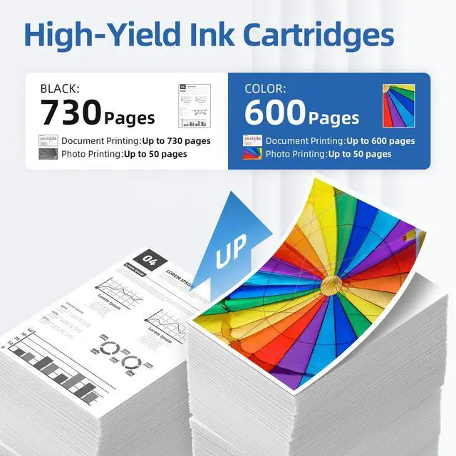 Alt view image 3 of 7 - 68e High Yield for HP 68 Ink Cartridge Black and Tri-Color Combo Pack Compatible for HP 68XL Ink Cartridges for Envy 6155e 6155 6555e 6152e 6552e 6558e 6165e 6100e 6500e 6550e Series Printers 2-Pack