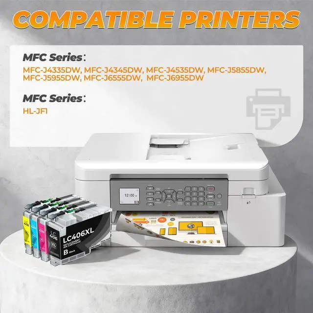 Alt view image 2 of 7 - LC406XL Ink Cartridges 4 Pack (21000 Pages) Compatible with MFC-J4335DW for Brother LC406XL LC406 Ink Work for MFC-J4335DW, MFC-J4345DW, MFC-J4535DW, MFC-J5855DW, MFC-J5955DW, MFC-J6555DW, MFC-J6955DW
