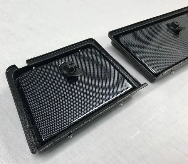 Alt view image 2 of 3 - Club Car DS EZ Install Golf Cart Locking Glove Box Door Set in Carbon Fiber (FITS 1981 and UP DS Models ONLY) (Will NOT FIT Precedent Models)