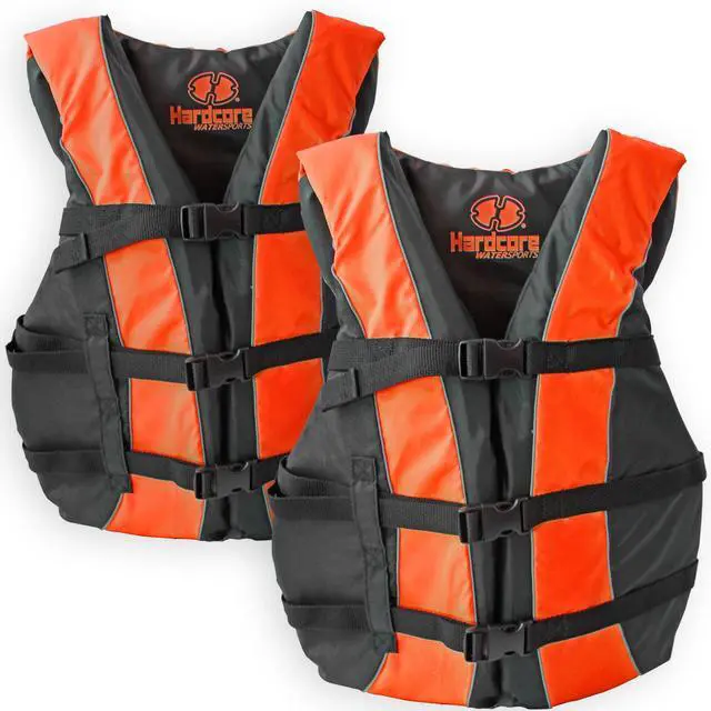 Main image of Hardcore Life Jacket 2 Pack Paddle Vest for Adults; Coast Guard Approved Type III PFD Life Vest Flotation Device; Jet ski, Wakeboard, Kayak; Ideal Extra Pontoon Boat Life Jacket