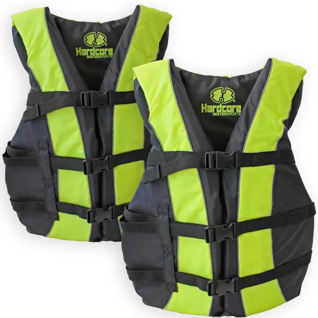 Main image of Hardcore Life Jacket 2 Pack Paddle Vest for Adults; Coast Guard Approved Type III PFD Life Vest Flotation Device; Jet ski, Wakeboard, Kayak; Ideal Extra Pontoon Boat Life Jacket