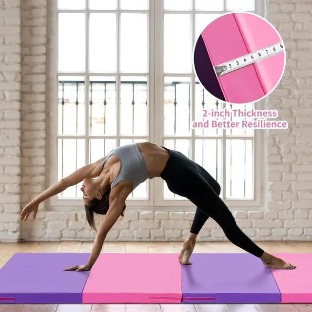 Alt view image 4 of 6 - Gymnastics Mat 6'x3'x2''/4'x8'x2'' Exercise Mat Gym Mat for Home Aerobics Workout Foldable Tumbling Mat Children Gifts