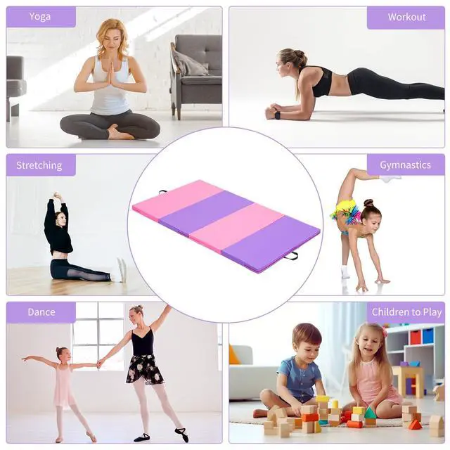 Alt view image 3 of 6 - Gymnastics Mat 6'x3'x2''/4'x8'x2'' Exercise Mat Gym Mat for Home Aerobics Workout Foldable Tumbling Mat Children Gifts