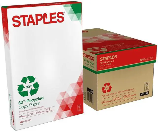 Main image of 30% Recycled 11-Inch x 17-Inch Copy Paper 20 lbs 92 Brightness 500/Ream 5 Ream/Count
