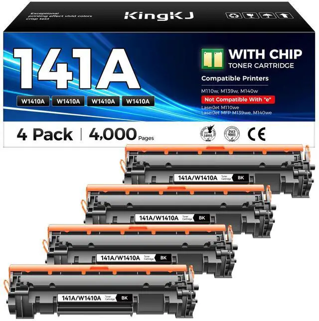 Main image of 141A Toner Cartridge 4-Black with chip High Yield Replacement for HP 141A W1410A 141X W1410X Compatible for HP Laserjet Pro M110w MFP M140w M139 M110we M140we M139we M110 M140 Printer Laser All-in-One