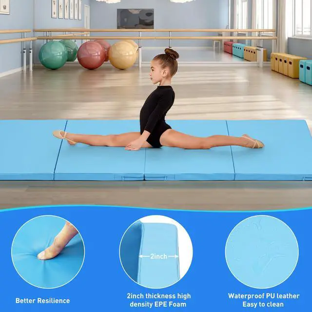 Alt view image 3 of 6 - Gymnastics Mat 6'x3'x2''/4'x8'x2'' Exercise Mat Gym Mat for Home Aerobics Workout Foldable Tumbling Mat Children Gifts