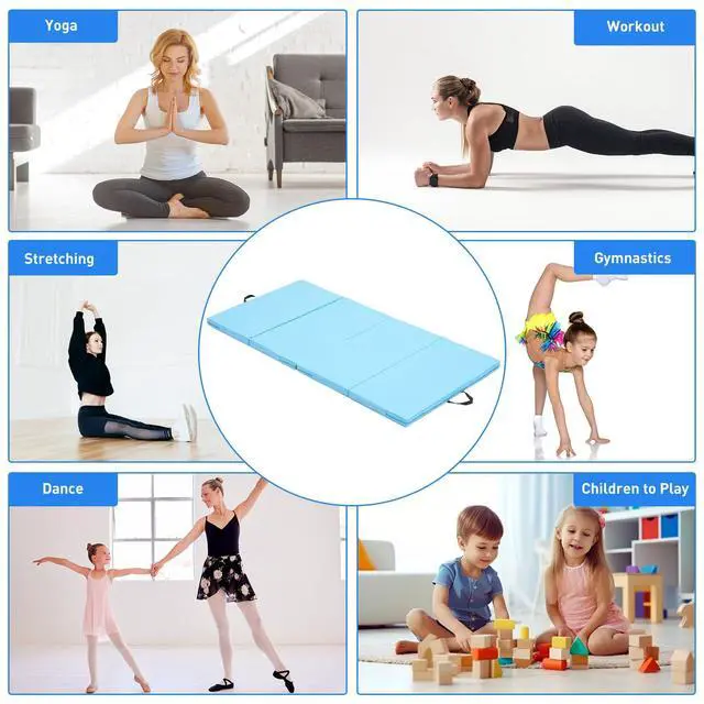 Alt view image 2 of 6 - Gymnastics Mat 6'x3'x2''/4'x8'x2'' Exercise Mat Gym Mat for Home Aerobics Workout Foldable Tumbling Mat Children Gifts