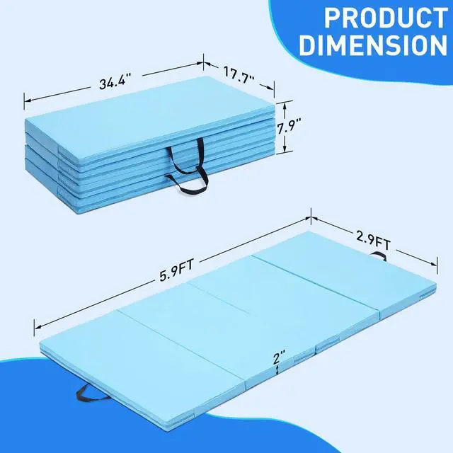 Alt view image 6 of 6 - Gymnastics Mat 6'x3'x2''/4'x8'x2'' Exercise Mat Gym Mat for Home Aerobics Workout Foldable Tumbling Mat Children Gifts