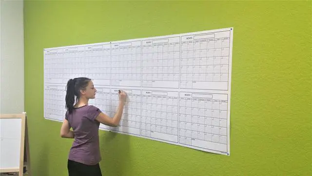 Main image of 36" x 100" Large Jumbo Oversized Erasable Laminated Blank Annual Yearly Wall Calendar Poster, 12 Months, Reusable for Office, Academic or Home w/Free Erasable Marker