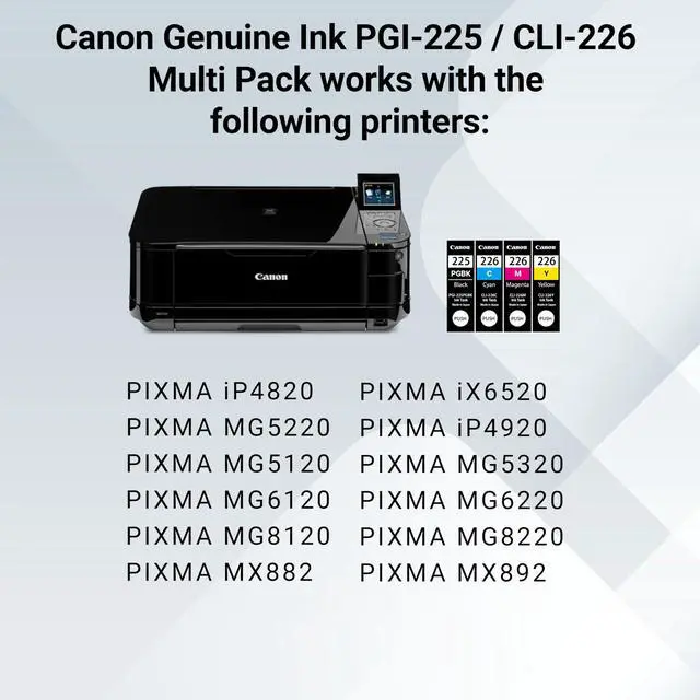 Alt view image 6 of 7 - PGI225/CLI226 Genuine Color Multi Pack, Compatible with iP4820, MG5220, MG5120, MG6120, MG8120, MX882, iX6520, iP4920, MG5320, MG6220, MG8220, and MX892 Printers