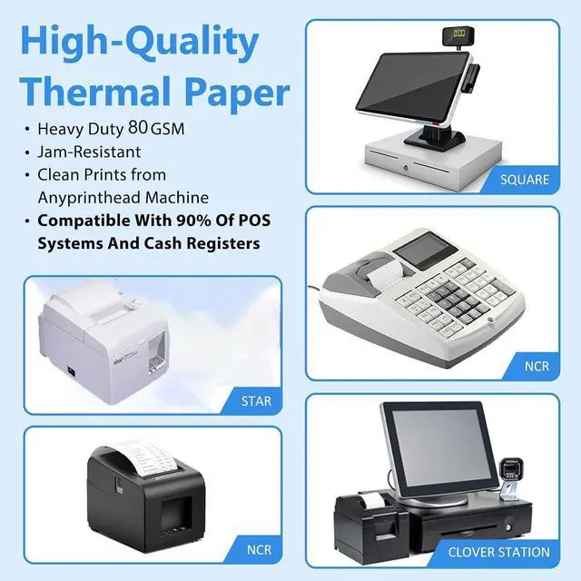 Alt view image 3 of 7 - 3 1/8 x 3" Diameter Thermal Paper Receipt Rolls (50 Pack) 80 GSM, BPA Free Receipt Paper Compatible with Most POS Systems, Cash Registers, Thermal Receipt Rolls