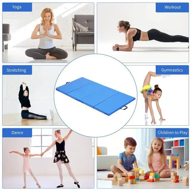 Alt view image 4 of 6 - Gymnastics Mat 6'x3'x2''/4'x8'x2'' Exercise Mat Gym Mat for Home Aerobics Workout Foldable Tumbling Mat Children Gifts