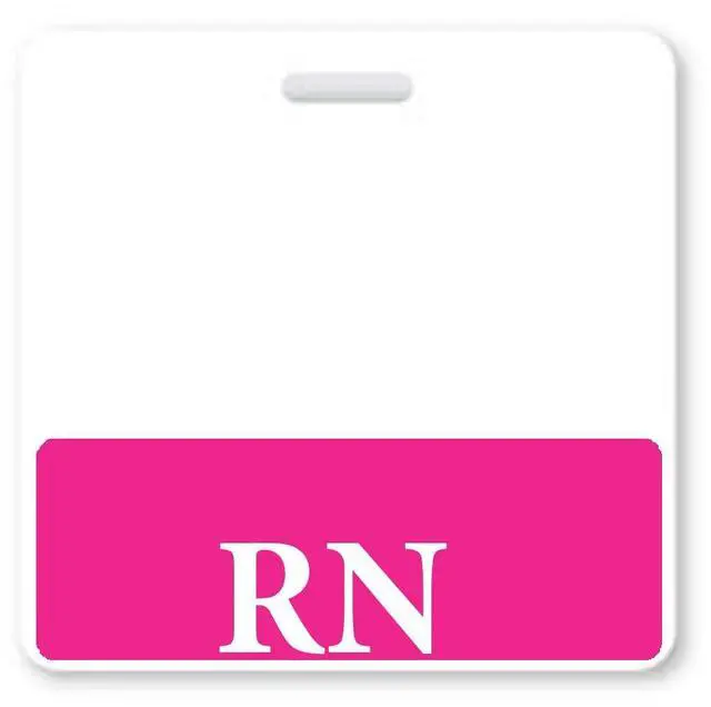 Main image of Bulk 25 Pack - Pink RN Badge Buddy - Horizontal- Heavy Duty Spill Proof & Tear Resistant Cards - Double Sided- Quick Role Identifier ID Buddies for Registered Nurse - Printed in USA by