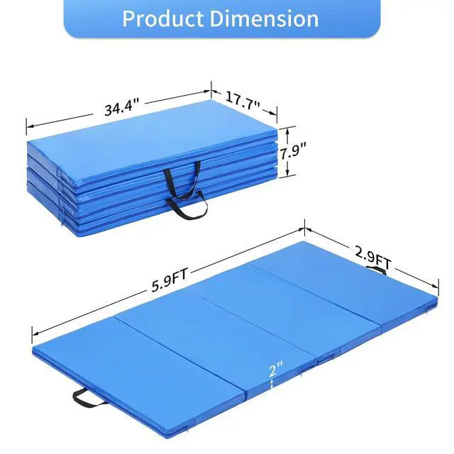 Alt view image 6 of 6 - Gymnastics Mat 6'x3'x2''/4'x8'x2'' Exercise Mat Gym Mat for Home Aerobics Workout Foldable Tumbling Mat Children Gifts