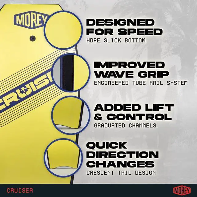 Alt view image 3 of 7 - ® Boogie Board Cruiser The Original Bodyboard; 42.5in Full Size Body Boards for Beach, All Skill Levels, Engineered with HDPE Slick Bottom for Speed, Contours for Grip. 2026 Model
