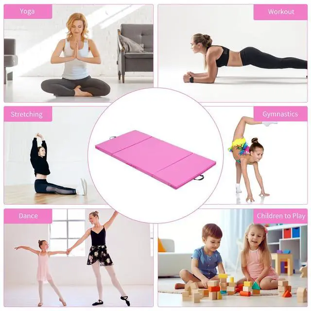 Alt view image 3 of 6 - Gymnastics Mat 6'x3'x2''/4'x8'x2'' Exercise Mat Gym Mat for Home Aerobics Workout Foldable Tumbling Mat Children Gifts