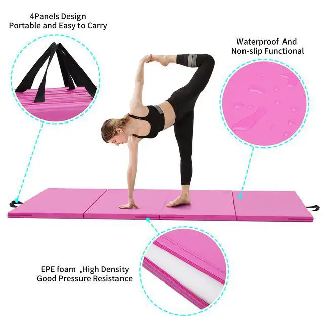 Alt view image 2 of 6 - Gymnastics Mat 6'x3'x2''/4'x8'x2'' Exercise Mat Gym Mat for Home Aerobics Workout Foldable Tumbling Mat Children Gifts