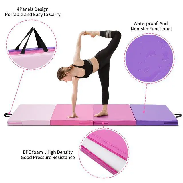 Alt view image 2 of 6 - Gymnastics Mat 6'x3'x2''/4'x8'x2'' Exercise Mat Gym Mat for Home Aerobics Workout Foldable Tumbling Mat Children Gifts