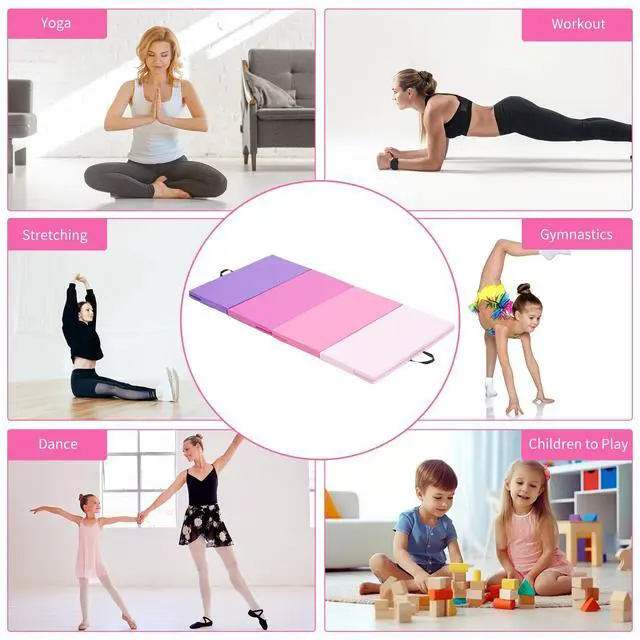 Alt view image 3 of 6 - Gymnastics Mat 6'x3'x2''/4'x8'x2'' Exercise Mat Gym Mat for Home Aerobics Workout Foldable Tumbling Mat Children Gifts