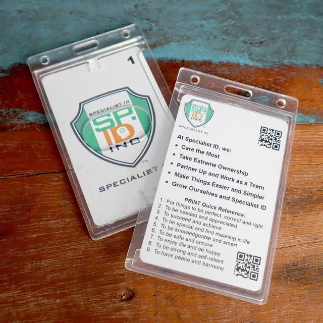 Alt view image 6 of 7 - Bulk 50 Pack - Crystal Clear Heavy Duty Badge Holder - Vertical Hard Plastic ID Badge Holder for Badges - Rigid Case Single I'd Protector Access Card Holder for Lanyards, Clips & Reels