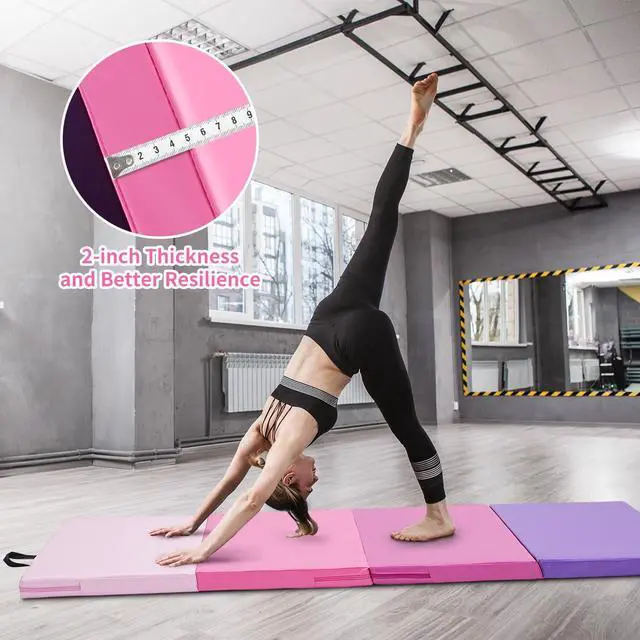 Alt view image 4 of 6 - Gymnastics Mat 6'x3'x2''/4'x8'x2'' Exercise Mat Gym Mat for Home Aerobics Workout Foldable Tumbling Mat Children Gifts