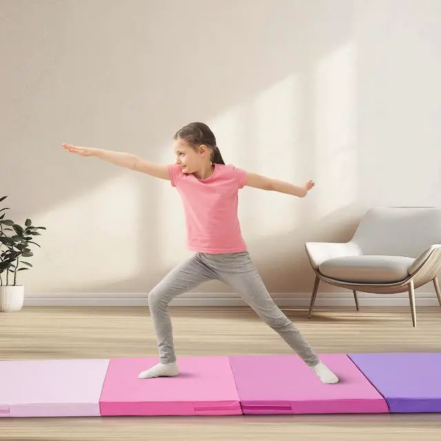 Alt view image 5 of 6 - Gymnastics Mat 6'x3'x2''/4'x8'x2'' Exercise Mat Gym Mat for Home Aerobics Workout Foldable Tumbling Mat Children Gifts